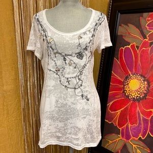 Unique | Fun | Ornamented burnout sheer T-shirt